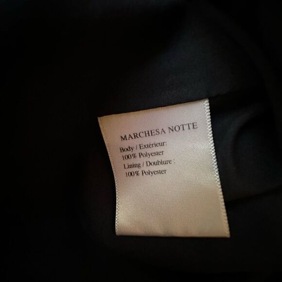 Marchesa Navy Blue Floral Velvet Textured Tiered Cocktail Midi Dress | Size 4 - Picture 9 of 13